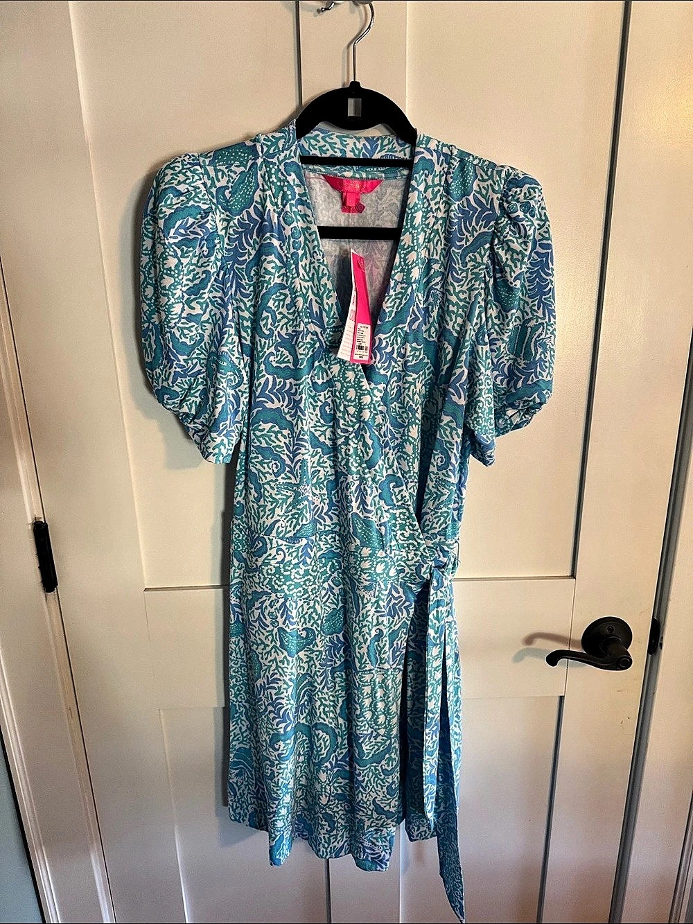 Lilly Pulitzer sailynn Short Sleeve Romper Blue & White Size L NWT